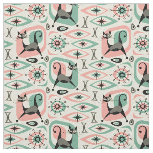 Cat Abstrakt - Pink Turq ©studioxtin Stoff