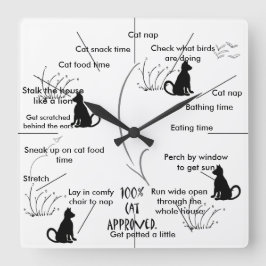Cat Activity Clock für Katzen CricketDiane Quadratische Wanduhr