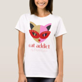 Cat Addict Niedlich rosa Goldname Angepasst T-Shirt (Vorderseite)