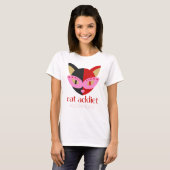 Cat Addict Niedlicher schwarz rosa Name angepasst T-Shirt (Vorne ganz)