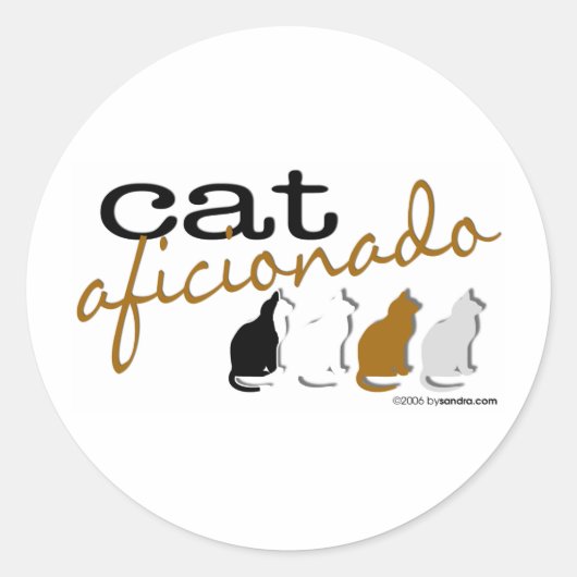 Cat Aficionado Runder Aufkleber (Vorderseite)
