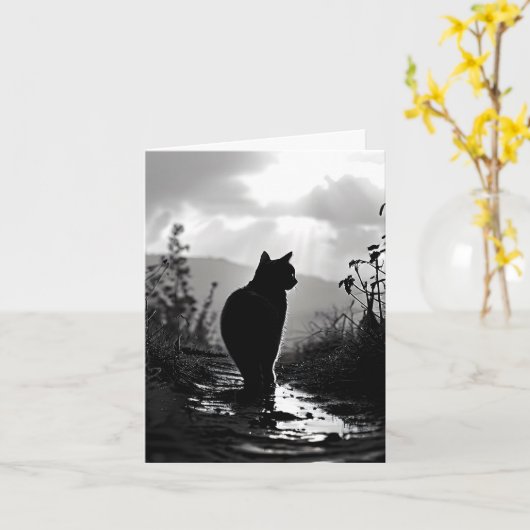 Cat After a Rainsturm Vielen Dank Karte (Gelbe Blume)