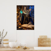 Cat Alchemist Fantasy Wizard Wall Art Poster (Küche)