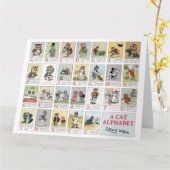 Cat Alphabet, Louis Wain Card Karte (Gelbe Blume)