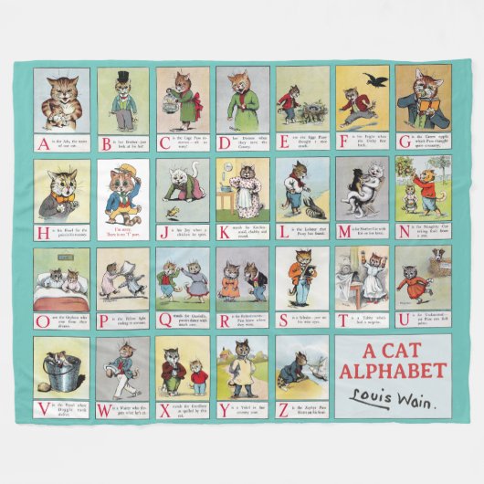 Cat Alphabet, Louis Wain Fleecedecke (Vorderseite (Horizontal))