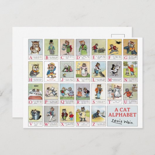 Cat Alphabet, Louis Wain Postkarte (Vorne/Hinten)