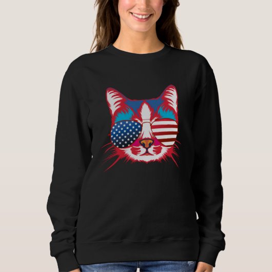 Cat America Patriotic 4th July Independence Sungl Sweatshirt (Vorderseite)
