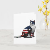 Cat American Flag 4. Juli Niedlich Patriotic Kitte Karte (Gelbe Blume)