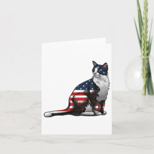 Cat American Flag 4. Juli Niedlich Patriotic Kitte Karte