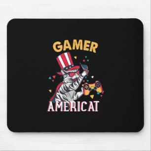Cat Americat 4. Juli American Gamer Mousepad