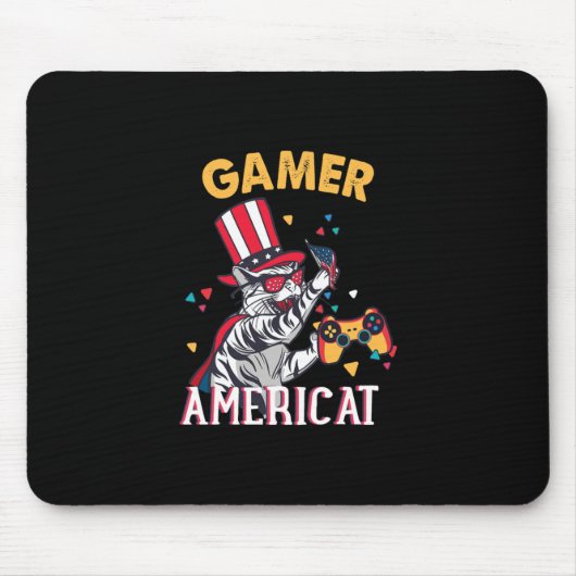 Cat Americat 4. Juli American Gamer Mousepad (Vorne)