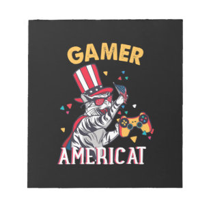 Cat Americat 4. Juli American Gamer Notizblock