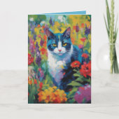 Cat amongst Flowers Greetings Card Karte (Vorderseite)