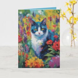 Cat amongst Flowers Greetings Card Karte