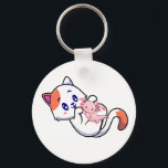 Cat and Axolotl Kawaii Neko Anime Button Keychain Schlüsselanhänger<br><div class="desc">Cat and Axolotl Kawaii Neko Anime Japanese design Gift Basic Button Keychain Classic Collection.</div>