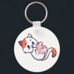 Cat and Axolotl Kawaii Neko Anime Button Keychain Schlüsselanhänger<br><div class="desc">Cat and Axolotl Kawaii Neko Anime Japanese design Gift Basic Button Keychain Classic Collection.</div>