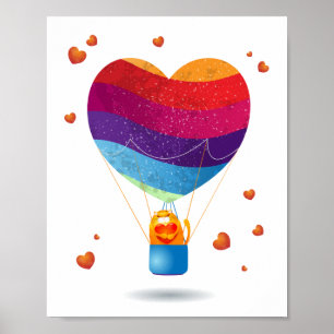 Cat and Ballon of Love Poster