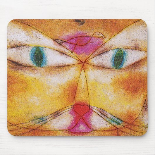 Cat and Bird - Abstrakte Kunst - Paul Klee Mousepad (Vorne)