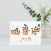Cat and Bird - Freunde Postkarte (Stehend Vorderseite)