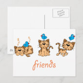 Cat and Bird - Freunde Postkarte (Vorne/Hinten)