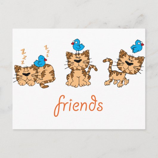 Cat and Bird - Freunde Postkarte (Vorderseite)