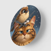 cat and bird runde wanduhr (Winkel)