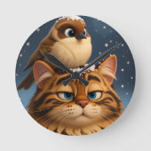 cat and bird runde wanduhr (Vorderseite)