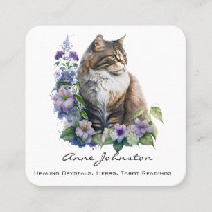 Cat and Blume Square Business Card Quadratische Visitenkarte