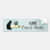 Cat and Books Autoaufkleber (Vorne)