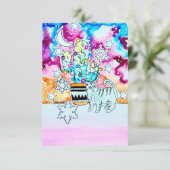 Cat and Cactus Christmas Card Einladung (Stehend Vorderseite)