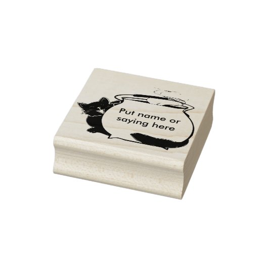 Cat and cauldron 2 Illustration Art Briefmarke Gummistempel (Stempel)