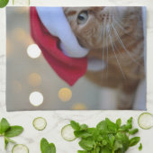 Cat and Christmas lights Geschirrtuch (Gefaltet)