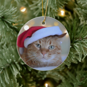 Cat and Christmas lights Keramik Ornament