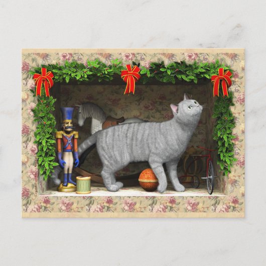 Cat and Christmas stuff Postkarte (Vorderseite)