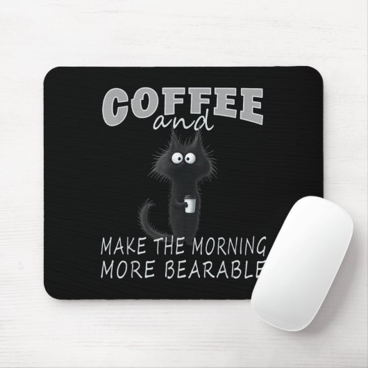 Cat And Coffee Tee Design, Funny-cat Morning Humor Mousepad (Mit Mouse)