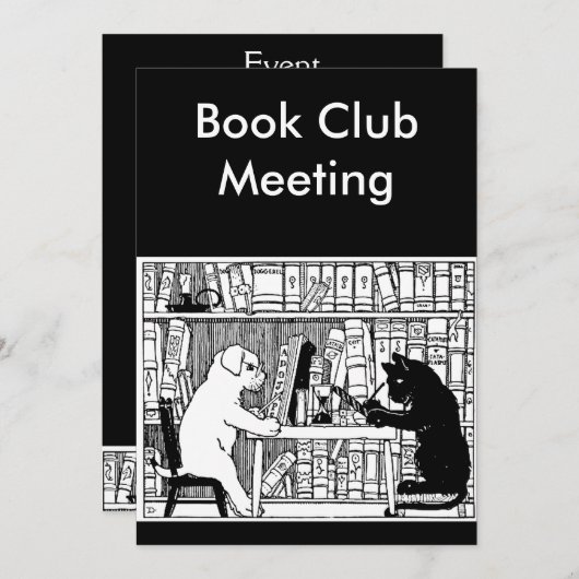 Cat and Dog Book Club Einladung (Vorne/Hinten)