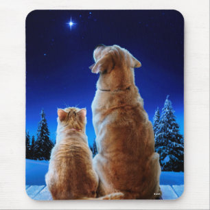 Cat and Dog Christmas Wunder Mousepad