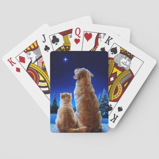Cat and Dog Christmas Wunder Spielkarten (Rückseite)