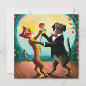 Cat and Dog Dancing Tango im Dance Club, AI Art (Vorderseite)