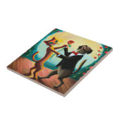 Cat and Dog Dancing Tango im Dance Club, AI Art Fliese (Seite)