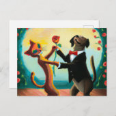 Cat and Dog Dancing Tango im Dance Club, AI Art Postkarte (Vorne/Hinten)