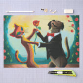 Cat and Dog Dancing Tango im Dance Club, AI Art Seidenpapier (Handwerk)