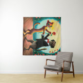 Cat and Dog Dancing Tango im Dance Club, AI Art Wandteppich (Beispiel (Horizontal))