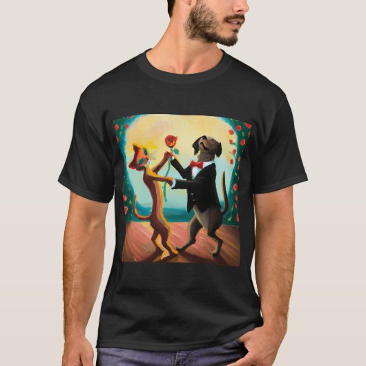 Cat and Dog Dancing Tango im Tanzclub, i Art T-Shirt (Vorderseite)