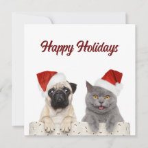 Cat and Dog Frohe Weihnachts-Happy Holiday Cards
