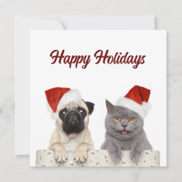 Cat and Dog Frohe Weihnachts-Happy Holiday Cards Feiertagskarte
