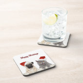 Cat and Dog Frohe Weihnachtsfeiertage Getränkeuntersetzer (Rechte Seite)