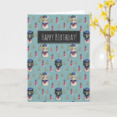 Cat and Dog Sailors Pattern | Happy Birthday Karte (Gelbe Blume)
