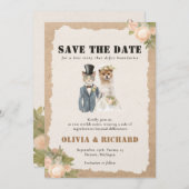 Cat and Dog Wedding Save the Date Einladung (Vorne/Hinten)