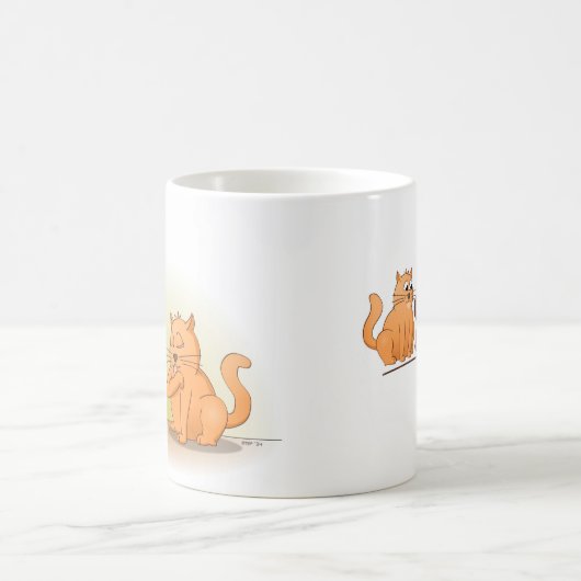 Cat and fish; aan het raampje zitten  kaffeetasse (Mittel)